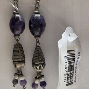 Purple Beaded Dangle Earrings